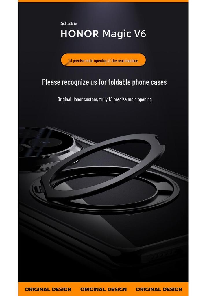 Honor Magic V6 Transparent Foldable Phone Case, Magnetic Stand, Full Coverage, Anti-Drop Protection for Men