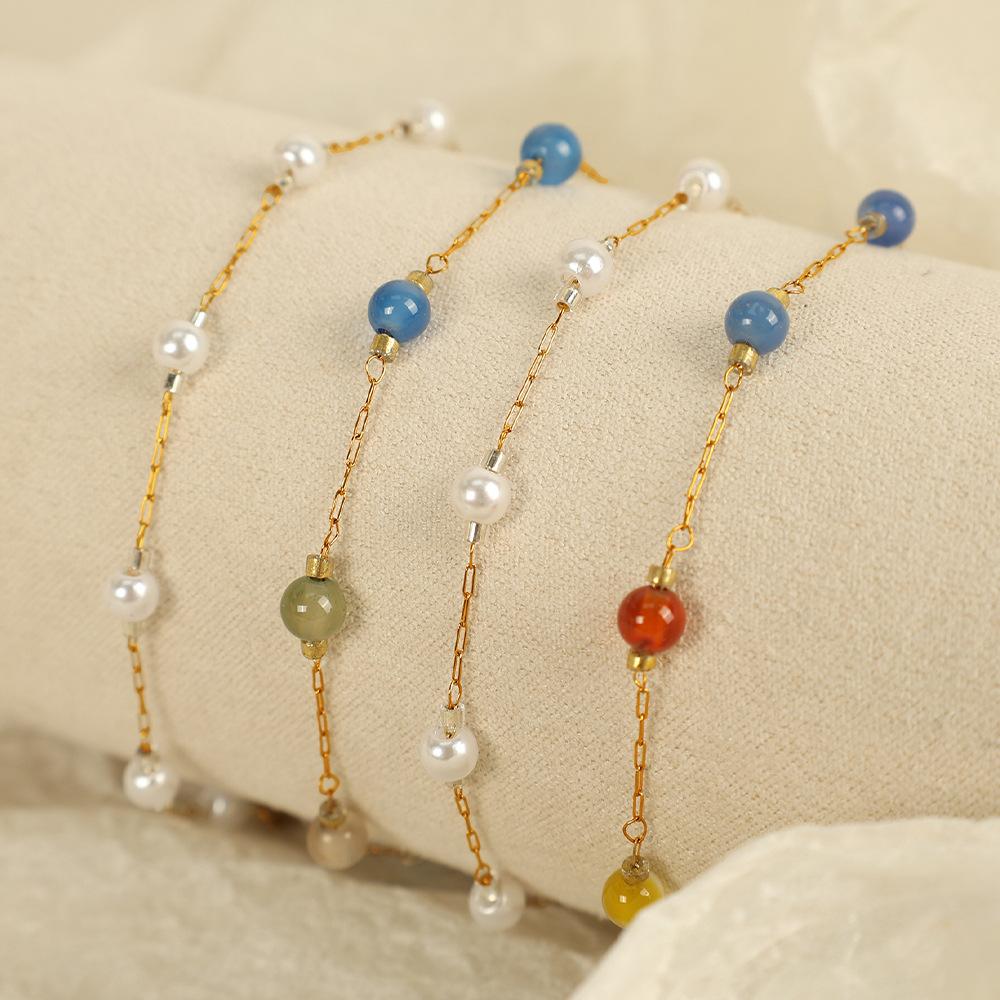 Creative Jewelry Set Chain Women'S Versatile Simple Collarbone Chain Bracelet Pearl Necklace Set Women