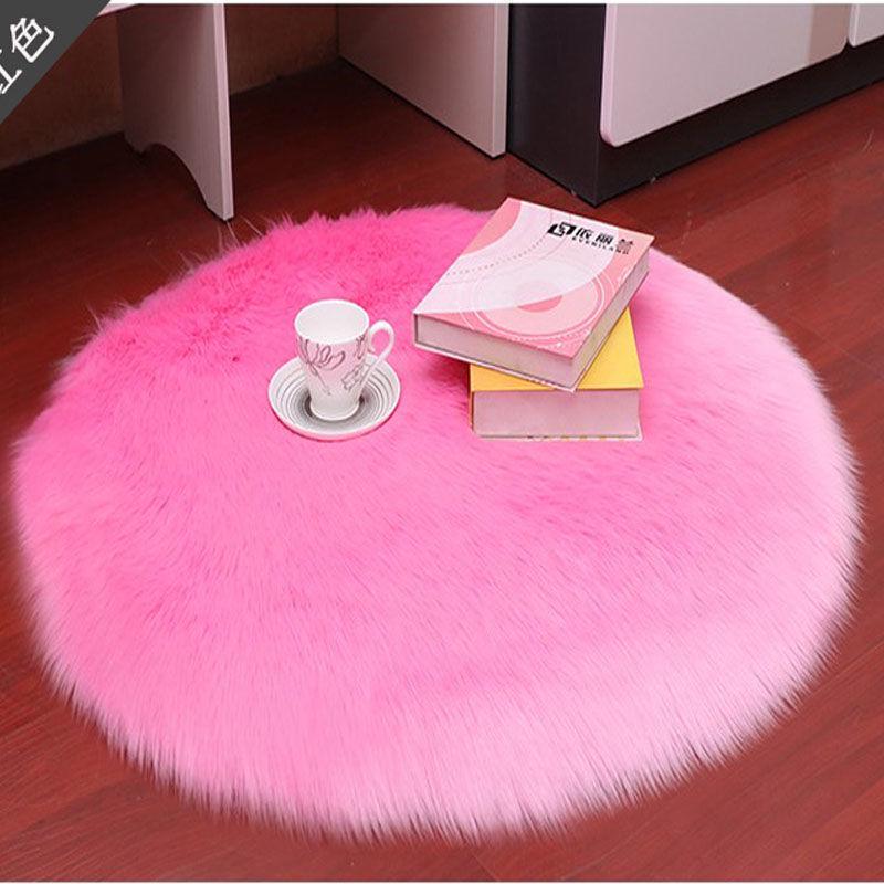 Round Plush Imitation Wool Rug - Versatile Mat for Windows, Bedside, Living Rooms, and Bedrooms