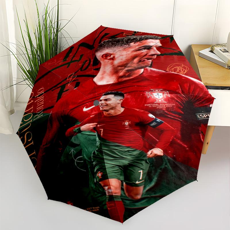 Ronaldo's Portugal Jersey Automatic Umbrella Compact & Durable 8-Rib Design Foldable Design All-Season Travel Fashion Lovers