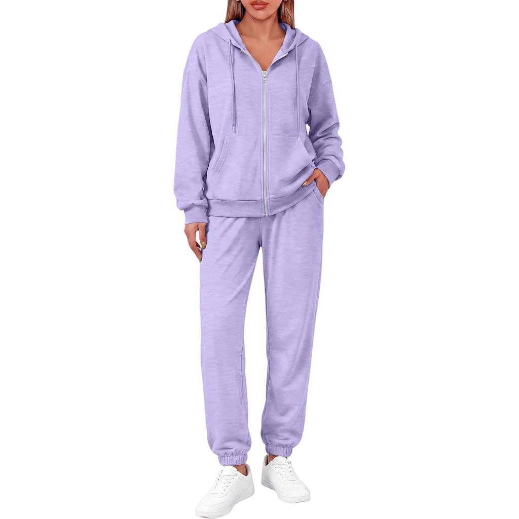 Women's Fashion Comfortable Hoodie Jacket Set for Winter Casual Wear