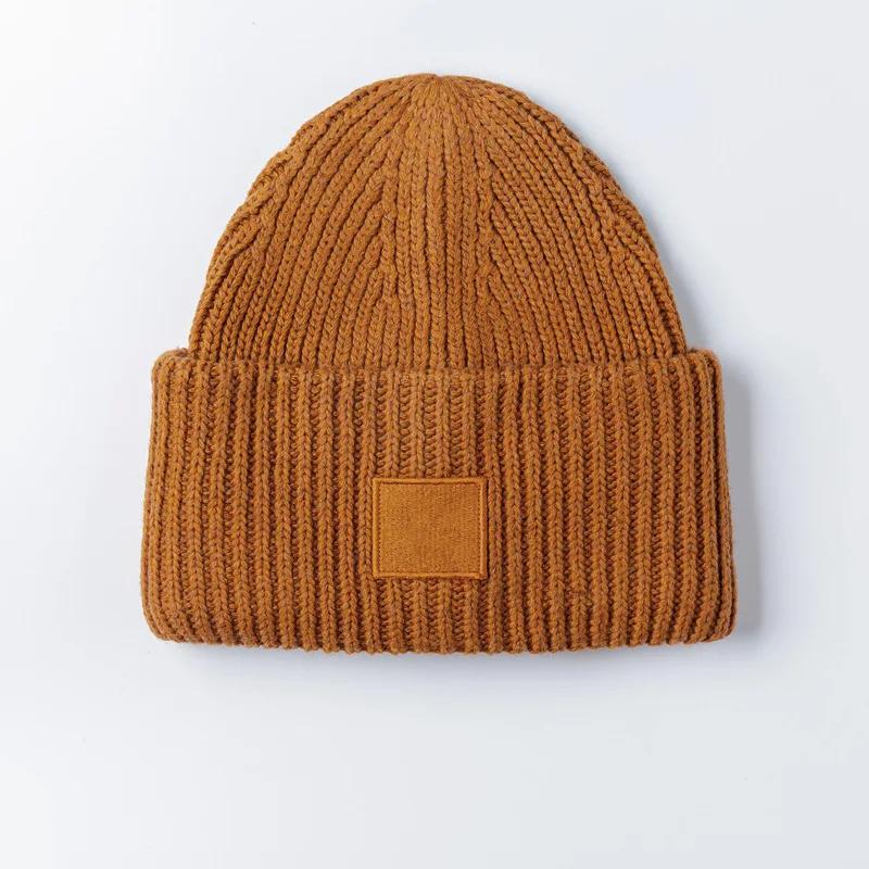 Couple Winter High Quality Thick Wool Smiling Face Knitted Hat For Men And Women Couples Winter Warm Knitted Hat Curled Edge Hat