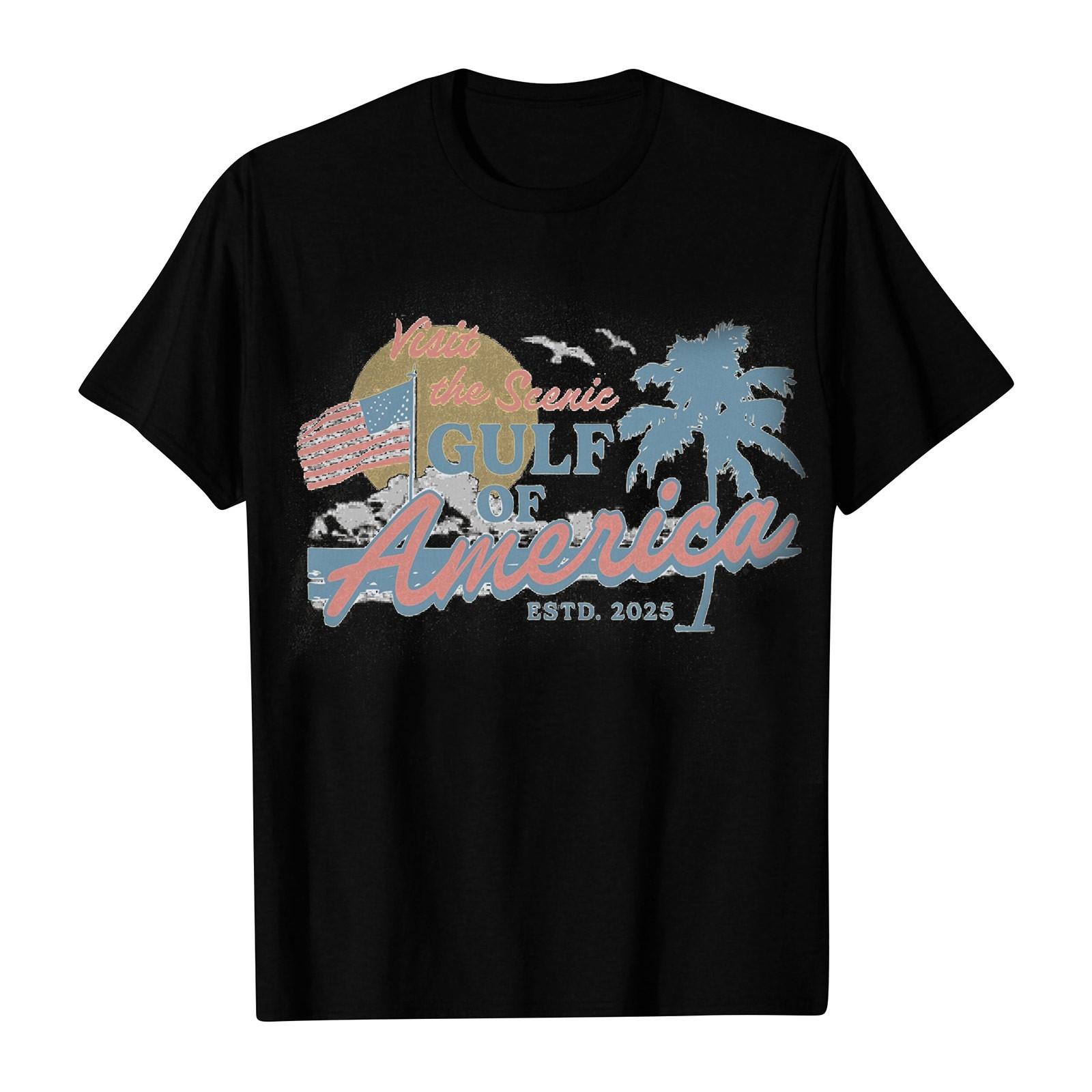 

Мужская и женская повседневная свободная футболка с принтом в стиле винтажного залива, пуловер с круглым вырезом и коротким рукавом L чёрный