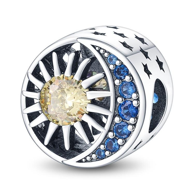 Zirconia Inlaid Star Moon Sun Round Bead Pendant Fashion Jewelry Pendant Necklace Accessory