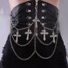 Cross Pendant Hip Chain For Men Women Hip Hop Fashion Body Jewelry 115cm Metal Accessory