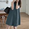 ZANZEA Womens Loose Casual O-neck Sleeveless Summer Short Jumpsuits Overalls