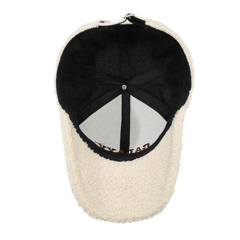 New Baseball Cap Teddy Fleece Letter Embroidered Cap Trendy Casual Face Small Baseball Cap Women
