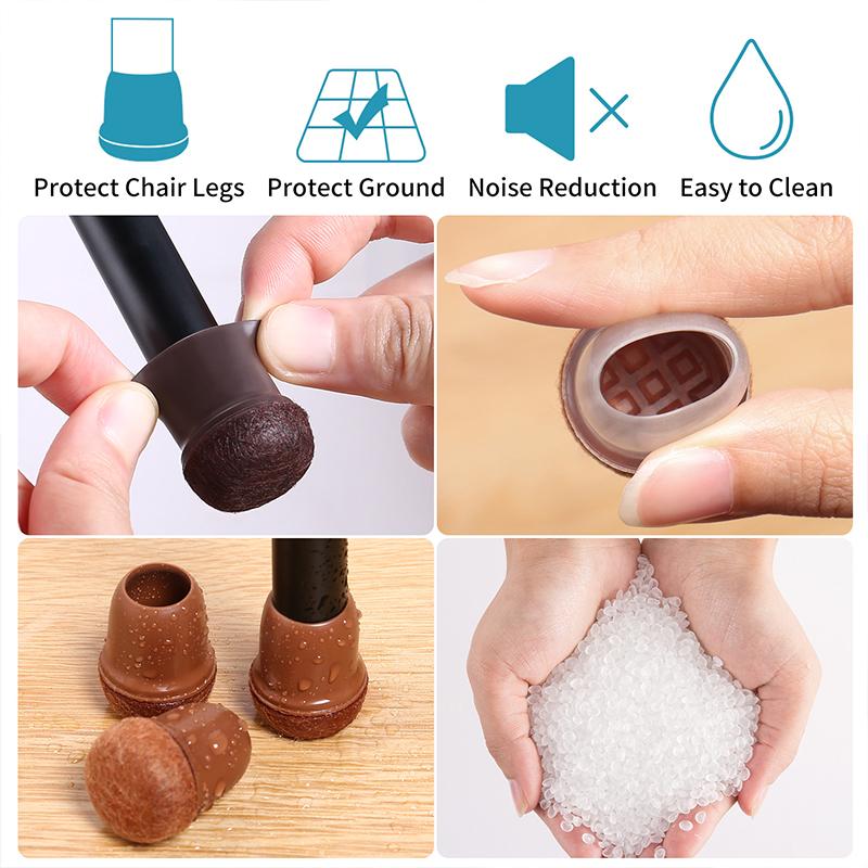 24 PCS Chair Leg Protectors for Hardwood Floors Thick Felt Pads Table Furniture Leg Cover Smooth Moving Chair Feet Caps Square