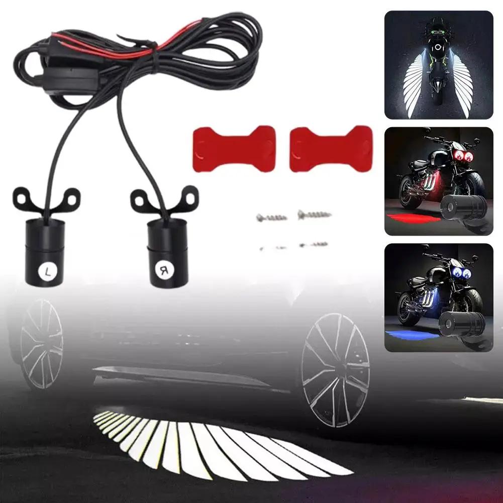 2Pcs Motorcycle LED Underbody Light Projector Ghost Angel Wings Laser Light Waterproof Ambient Accessories