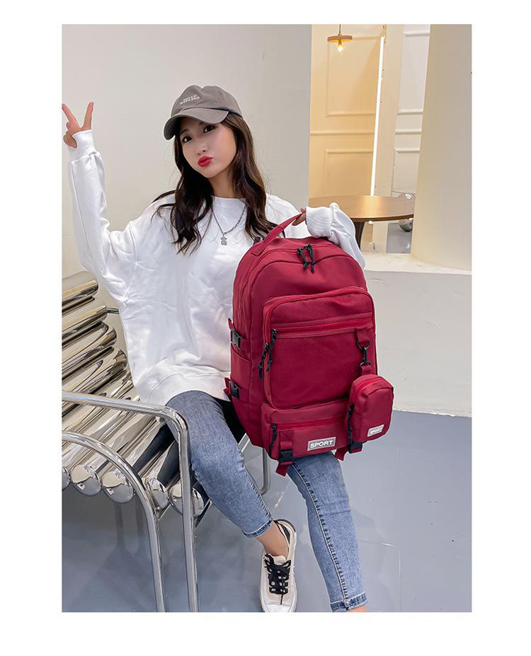 Spacious Korean-Style Unisex Backpack with Pencil Case for Elementary & Middle School Students