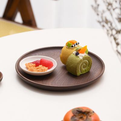 Piatto Rotondo in Legno Massello Noce Nero Sottopiatto per Alimenti Vassoio da Portata per Dessert Piatti per Torta Frutta Piatti Stoviglie da Cucina