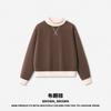 RS Womens 350G Fleece Color Block Mock Neck Sweatshirt Warm Fall American Style Casual Top