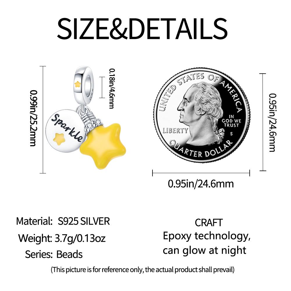 Luminous Yellow Star Pendant Copper Plated For Charms Copper Plated Original Bracelet For Jewelry Making