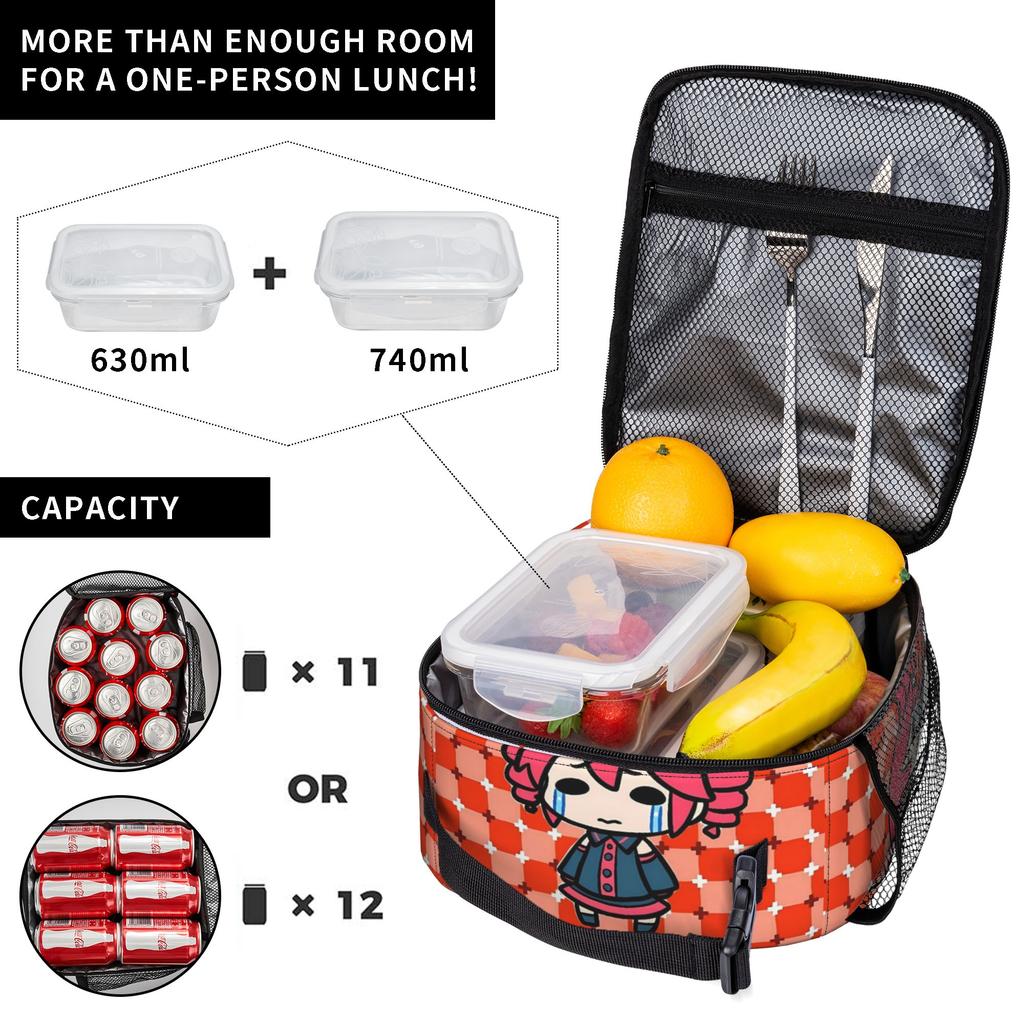 Kasane Teto Mini Chibi Manga Lunch Bag Office Lunch Box For Girls Tote Food Bags Oxford Portable Insulated Cooler Bag