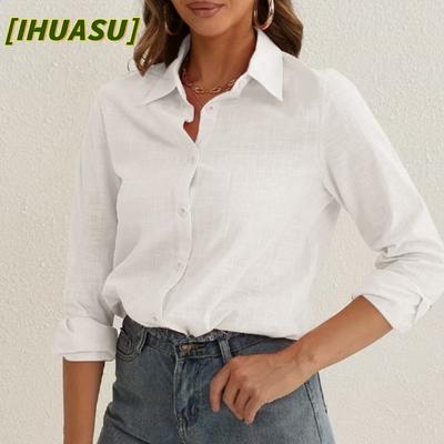Women's Fashion Casual Solid Color Print Long Sleeve POLO Neck Blouses & Shirts International Design
