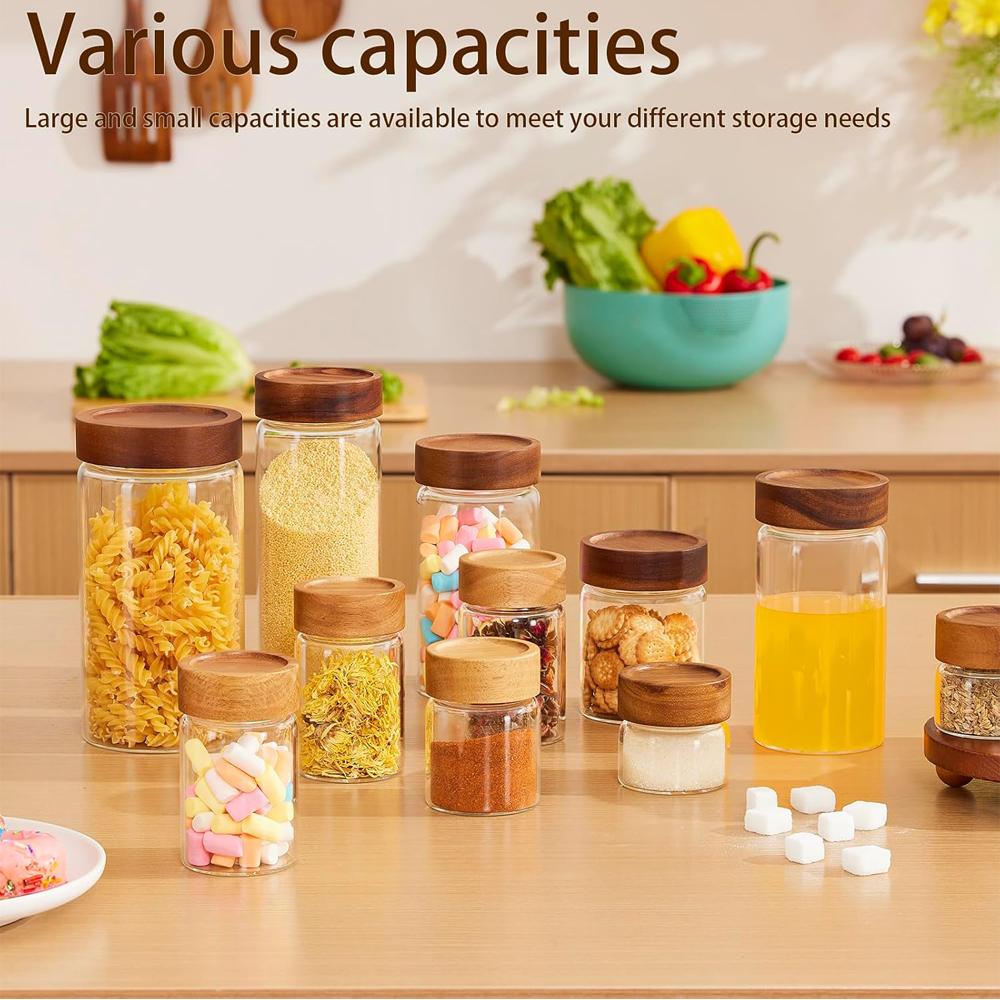 Glass Storage Container with Lid, Glass Jars with Lids, Clear Food Storage Jars, Round Glass Jars, Pantry Organizer
