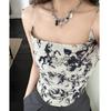 Ink Invisible Shoulder Strap Vest with Sweet and Spicy Design Unique Niche Sleeveless Top