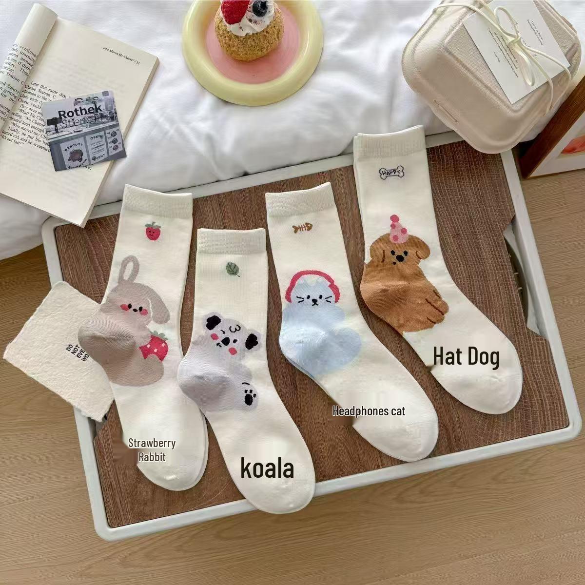 

Модные японские милые мультяшные гольфы выше колена - Бесшовные, универсальной длины до середины икры для девочек Koala [1 pair]