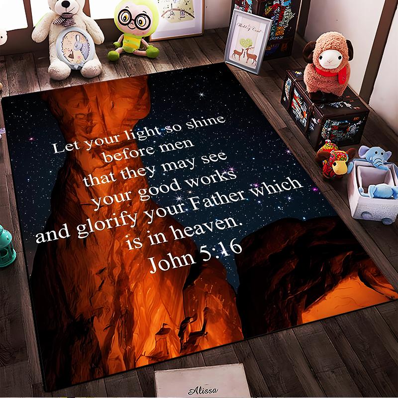 Rocky Arch with Inspirational Quote Rug Non-slip Rug Suitable for Living Room and Bedroom Sofas.