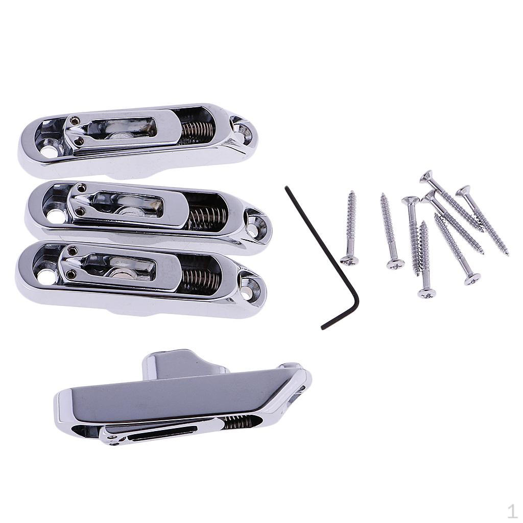 Set of 4 Individual Bass Bridges for Electric Silver with Mounting Screw Wrench