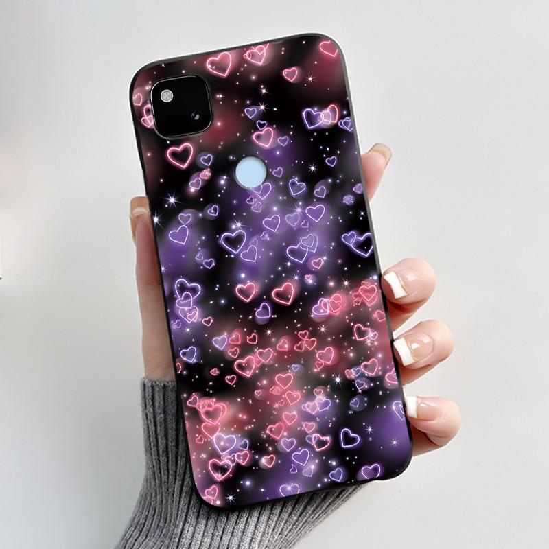 For Google Pixel 4a 4G Case Luxury Cute Love Rabbit Funny Soft Black Matte TPU Silicone Back Protective Cover Slim Thin Casing