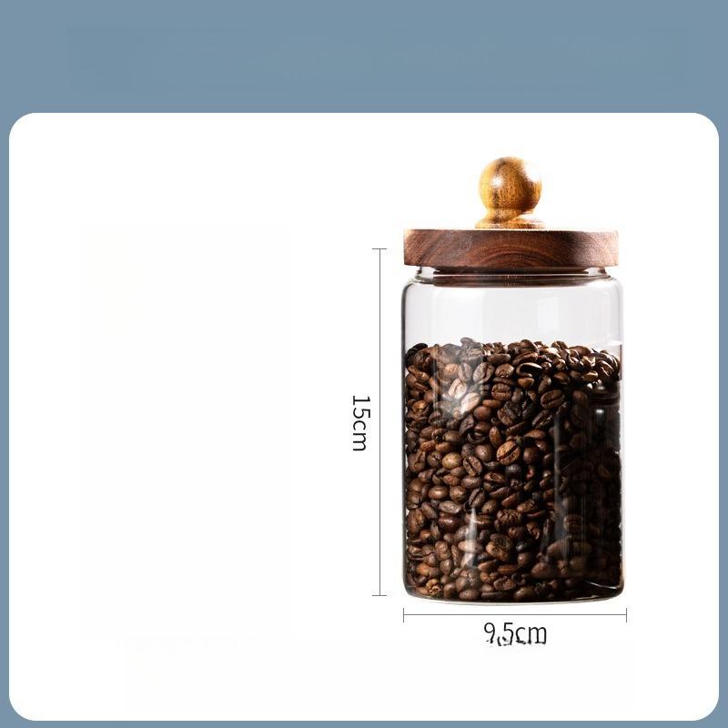 Food grade glass sealed jar wooden lid moisture-proof jar glass storage jar home tea jar wholesale storage jar