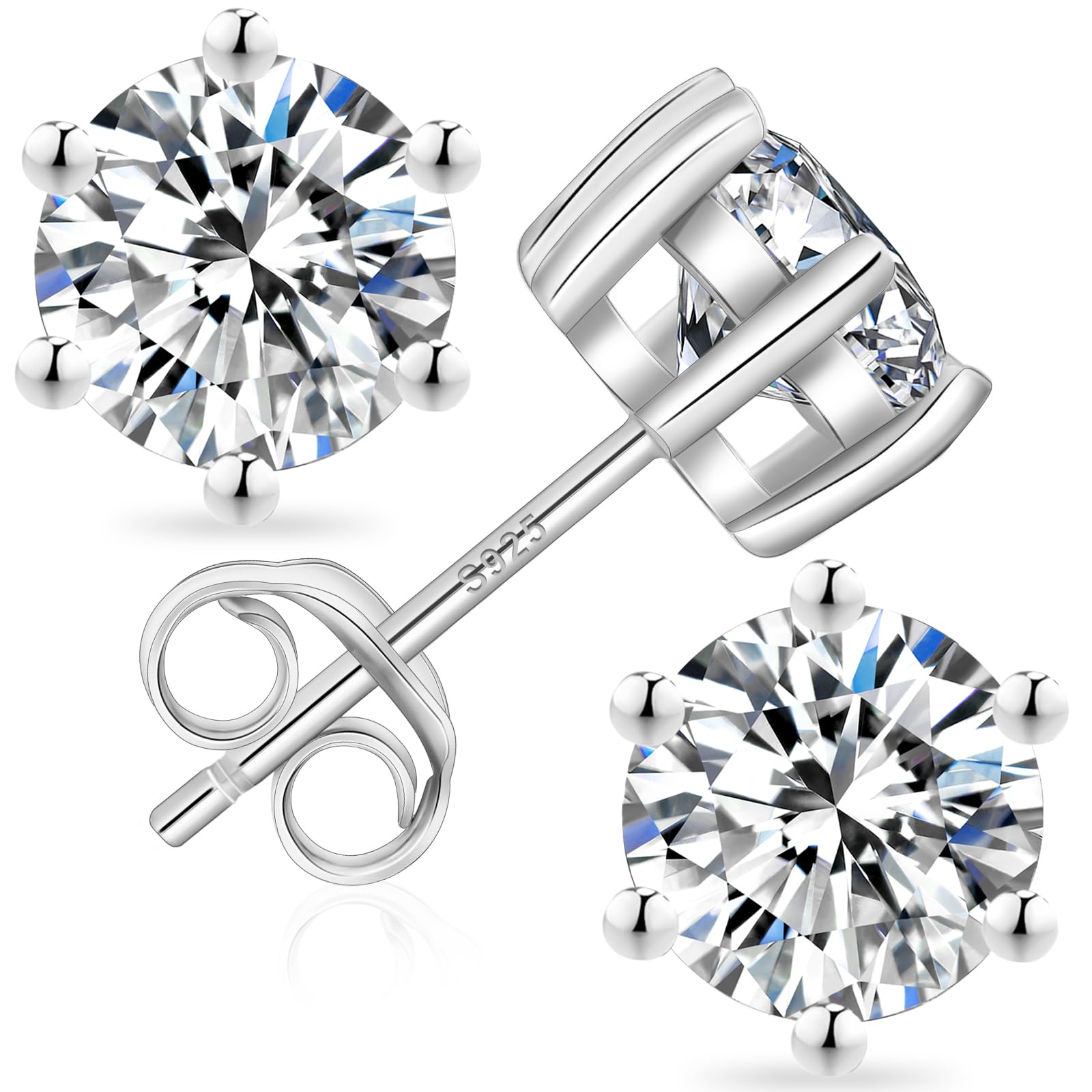 

Moissanite Moissanite Diamond Stud 1 Piece 6 Claw Sterling Hypoallergenic to One Ear [KRKCLIFE] Earrings, Diamond, Men s/Women s, Earrings, Earring, срібний