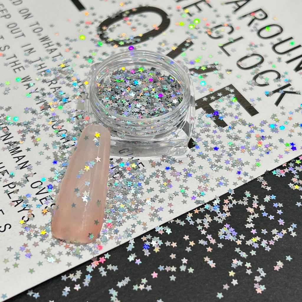 1mm Iridescent Star Nail Art Sequins - DIY Decorations