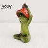 Exquisite Resin Crafts Yoga Mushroom Frog Figurine, Creative Statue, Cute Sitting Small Entrance Hall Decor Green Ornament for Home Office Shelf