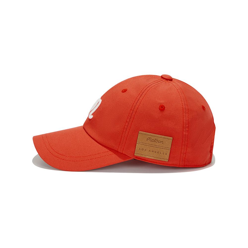 MALBON GOLF Basic Ball Cap With Leather Patch Point Orange