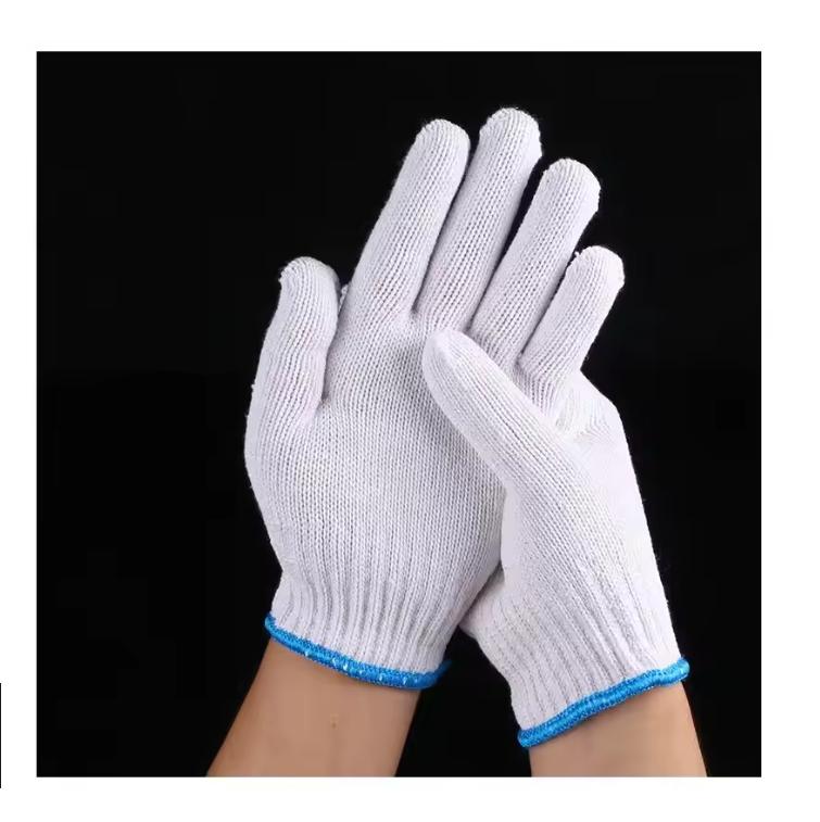 24pcs Protective Gloves Cotton Thread Gloves Work Thick Nylon White Yarn Wear Resistant Cotton Thread Gloves 24PCS