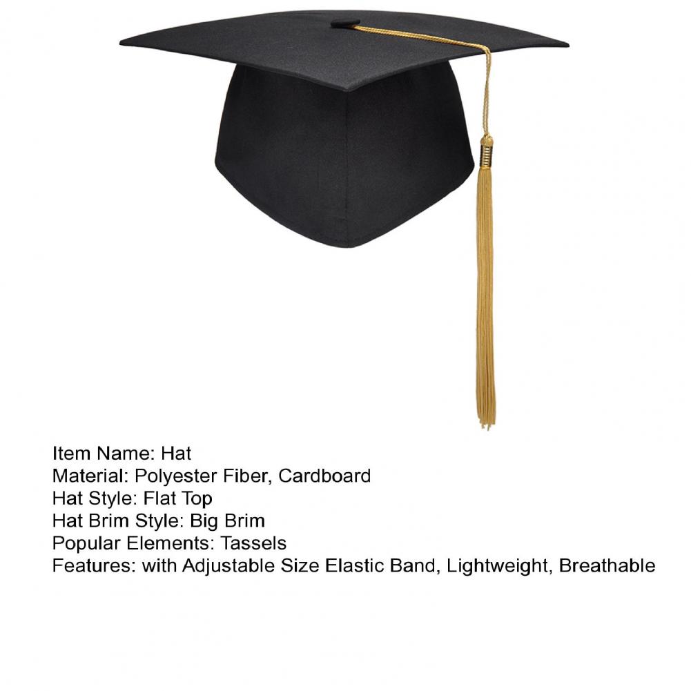 Graduation Cap With Tassel Bachelors Hat With Adjustable Size Elastic Band Graduation Master Degree Graduation Ceremony Hats