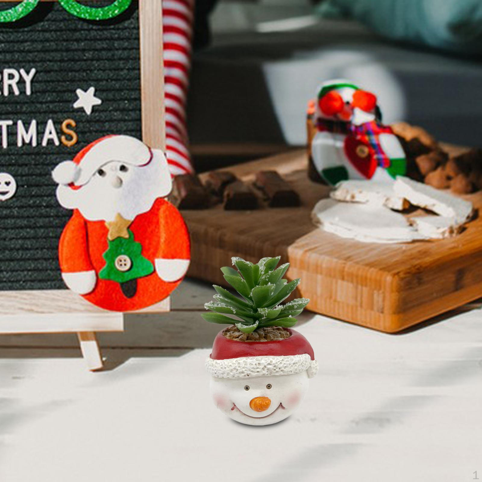 

Искусственные Рождественские Растения в Горшках Цветочный Горшок 7x7x11см Универсальная Смола Snowman