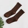 Fashionable Cute Lettuces Edge Frilly Ribbed Knitted Crew Socks for Women Ruffle Ankle Middle Tube Socks