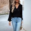 Sweaters Women 2023  Autumn Winter Sexy Hollow Out Pullovers Polo Collar Long Sleeve Knitted Tops Solid Loose Clothes 28441