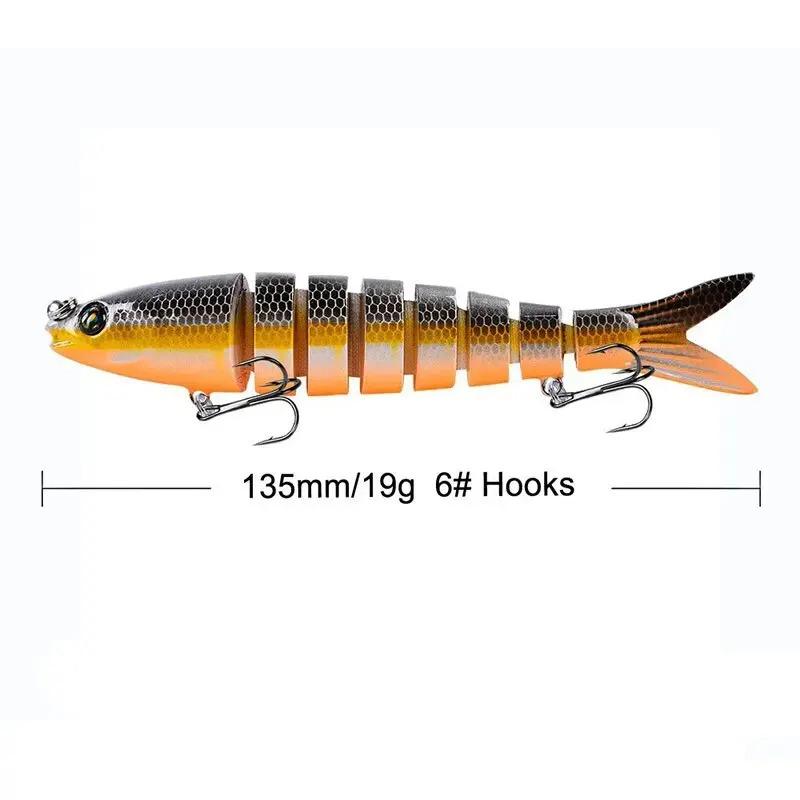 8 Segmente Swimbait Angelköder 3er Set 135mm 19g Mehrgelenkig Langsam Sinkend Bionisch 3D Augen Angelköder Werkzeug Angelausrüstung