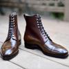 Fashion Brown Ankle Boots for Men Business Motorcycle Boots Lace-up Round Toe Men's Short Boots  Botas De Trabajo Hombre