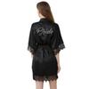 Women's high-end diamond-encrusted Bride lace cardigan wedding robe, European and American style silk bridal makeup morning robe