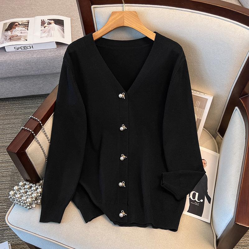 Plus Size Women's Loose Knit Cardigan Sweater, Bust 150-160 cm, Size 200-350 Jin.
