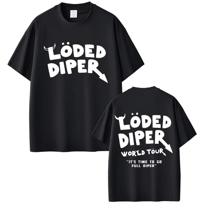 Loded Diper World Tour Tshirt Unisex Women Clothing Vintage Rock Oversized Short Sleeve Tshirts Unisexs Casual Cotton T Shirts