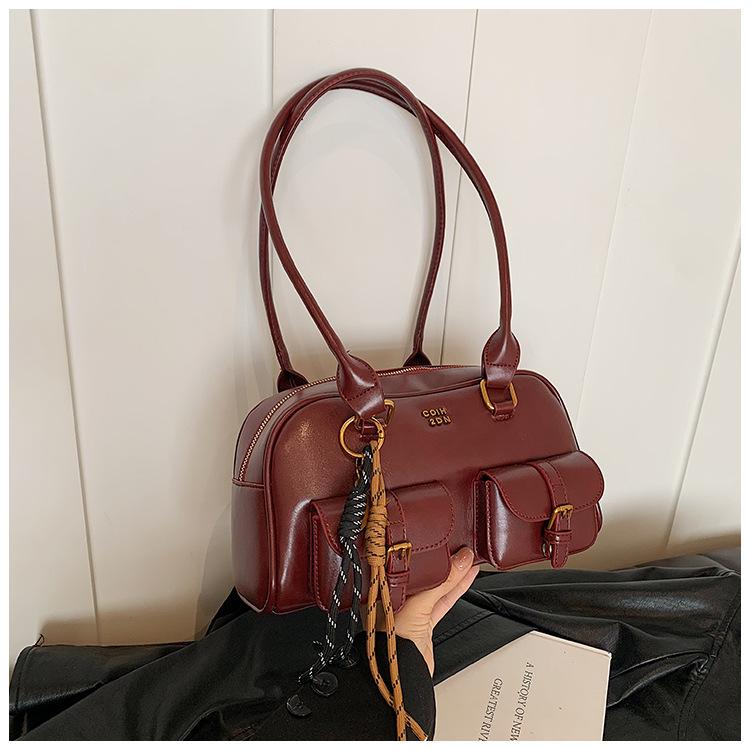New Boston Pillow Bag Autumn Vintage Maillard Niche Underarm Women s Bag Bowling Women s Backpack Without pendant