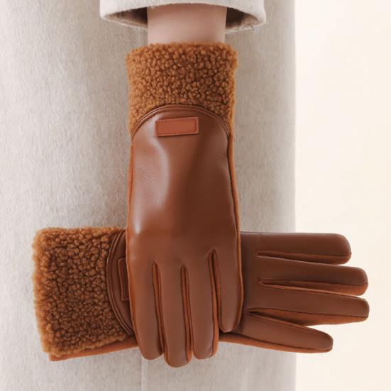 2 Stück Damen Kunstlederhandschuhe Wasserdicht Winddicht Touchscreen Outdoor Fahrradhandschuhe Winter Kaltes Wetter Warm Dick Thermohandschuhe