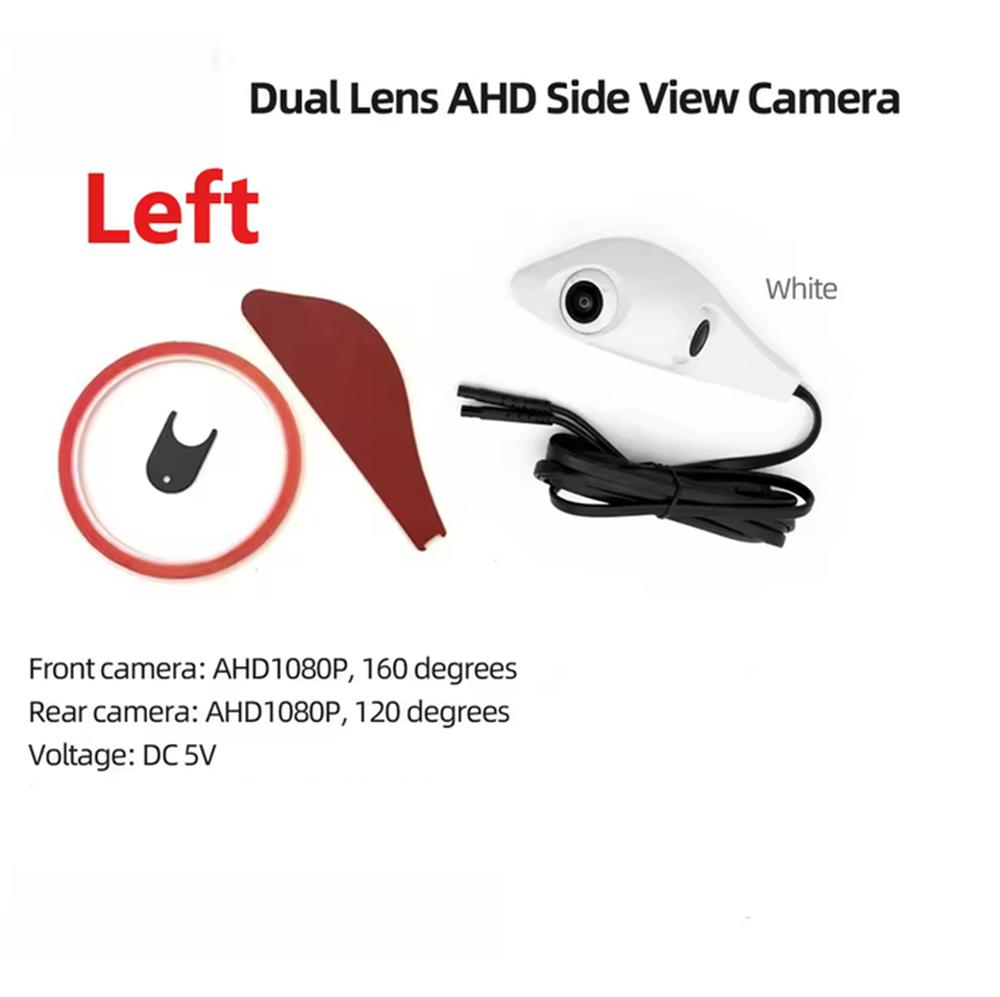 Car Blind Spot Side View Camera Left Dual Lens 2 in 1 AHD 1080P 4PIN Front Rear