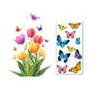 Decorative Window Decal Sun Catcher Static Film, Flower Butterfly Self-Adhesive Glass Sticker, Anti-Glare Tint Removable Privacy Cling for Home Office