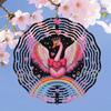 Solar Powered 2D Metal Wind Spinner Pink Flamingo Rainbow Candy Design Outdoor Garden Decor for Patio Yard Autumn Home Gift