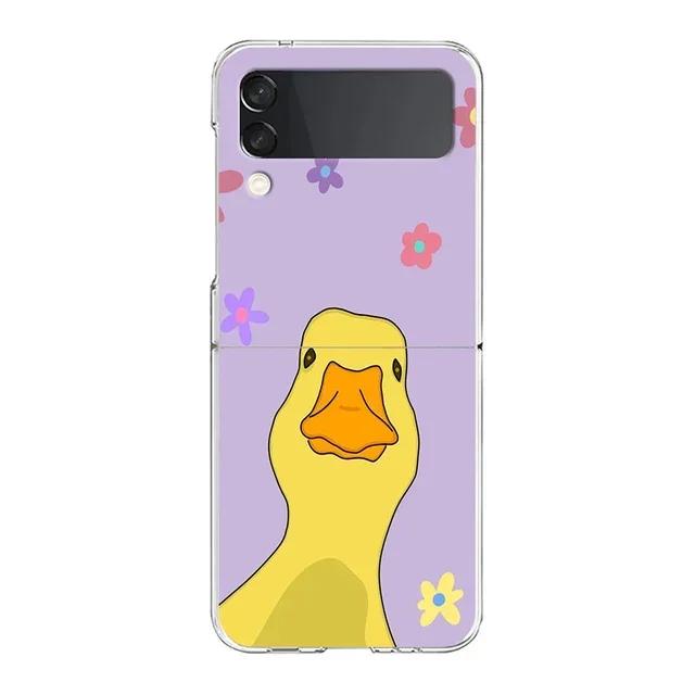 

Cute Cartoon Duck Phone Case For Samsung Galaxy Z Flip 6 5 4 3 For Samsung Flip6 Flip5 Hard Folding Animal Back Cover Fundas Samsung Galaxy Z Flip 5