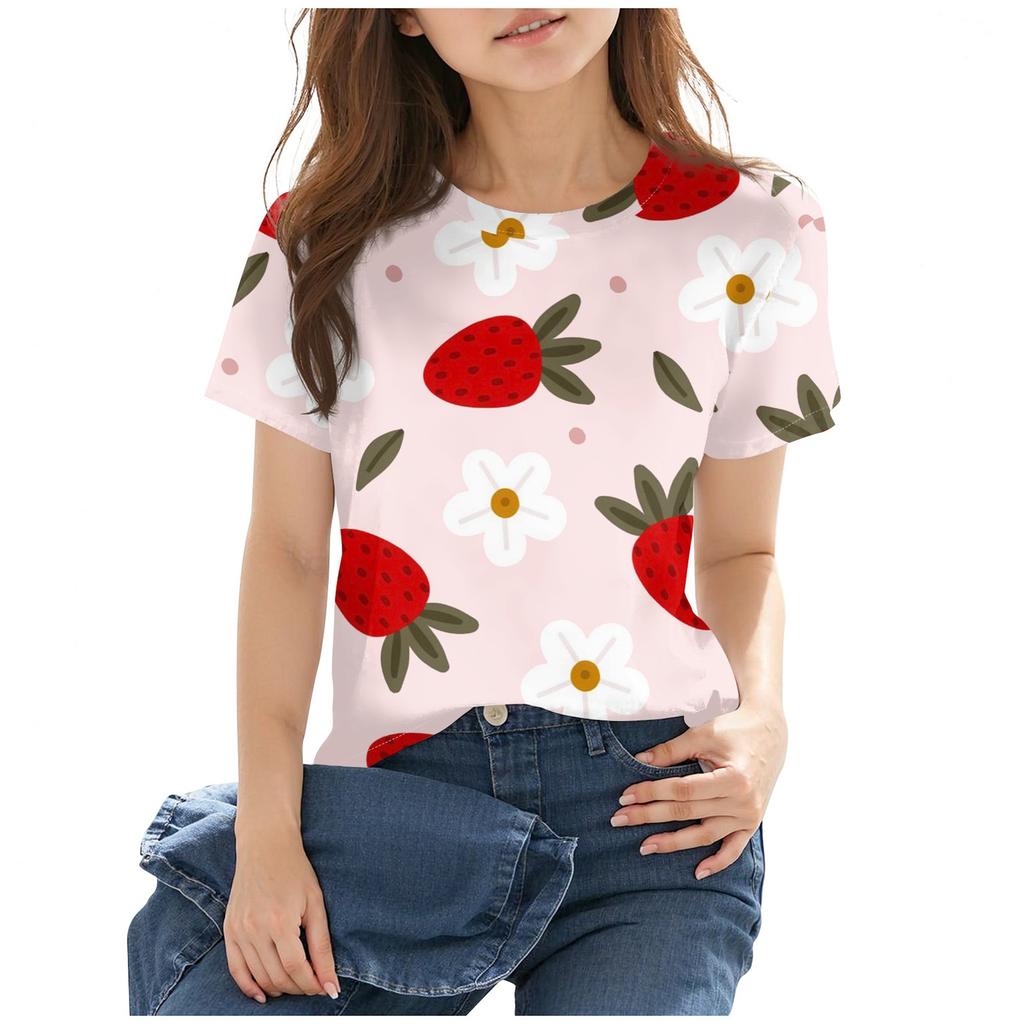 Children's Casual Short-sleeved Printed Round Neck Fashionable T-shirt Top