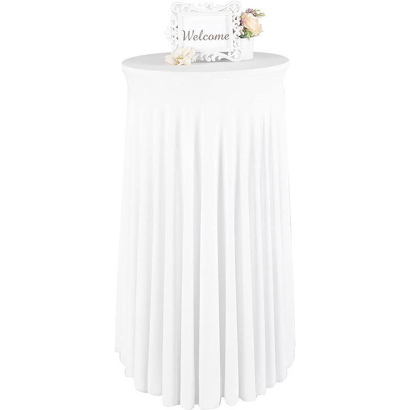 

60/80X110Cm Round Spandex Cocktail Tablecloth Skirt Elastic Round Table Cover High Top Table Bar Outdoor Wedding Party Banquet 60X110CM белый