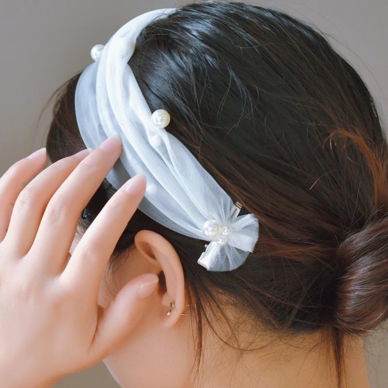 Pearls Embellished Headbands For Women Elegant Hair Accessory With NonSlip Design Soft Tulle Fabric For Weddings Parties