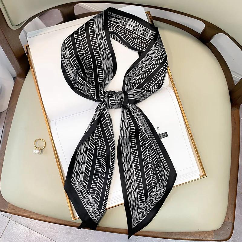 Long Silk Scarf Bag Tie Lady Neck Skinny Scarves Hairband Foulard Horse Print Brand Lady Neckerchief Ribbon  Spring New